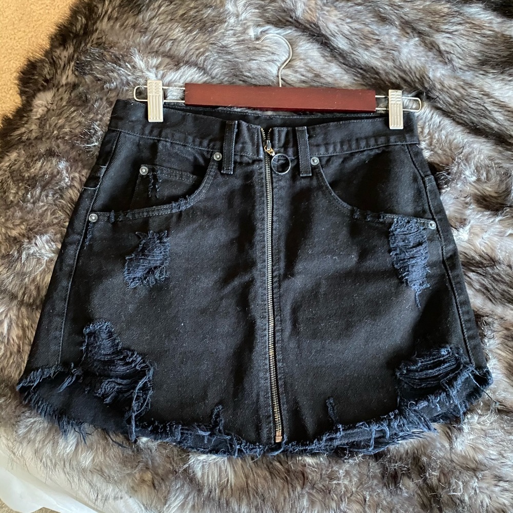 Carmar Black Denim Skirt